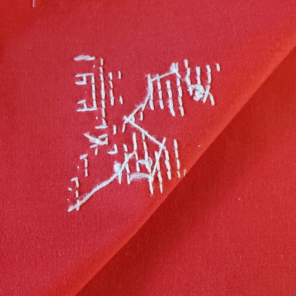 Vintage Red Cloth Napkins Set of 8 red Cross Stitch Embroidery 15.5